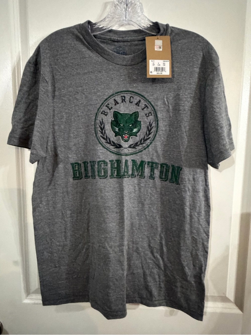 Rivalry Threads Gray Binghamton Bearcats Tee with Green Logo